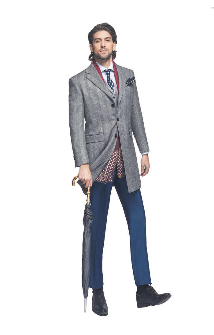 高級灰人字紋大衣