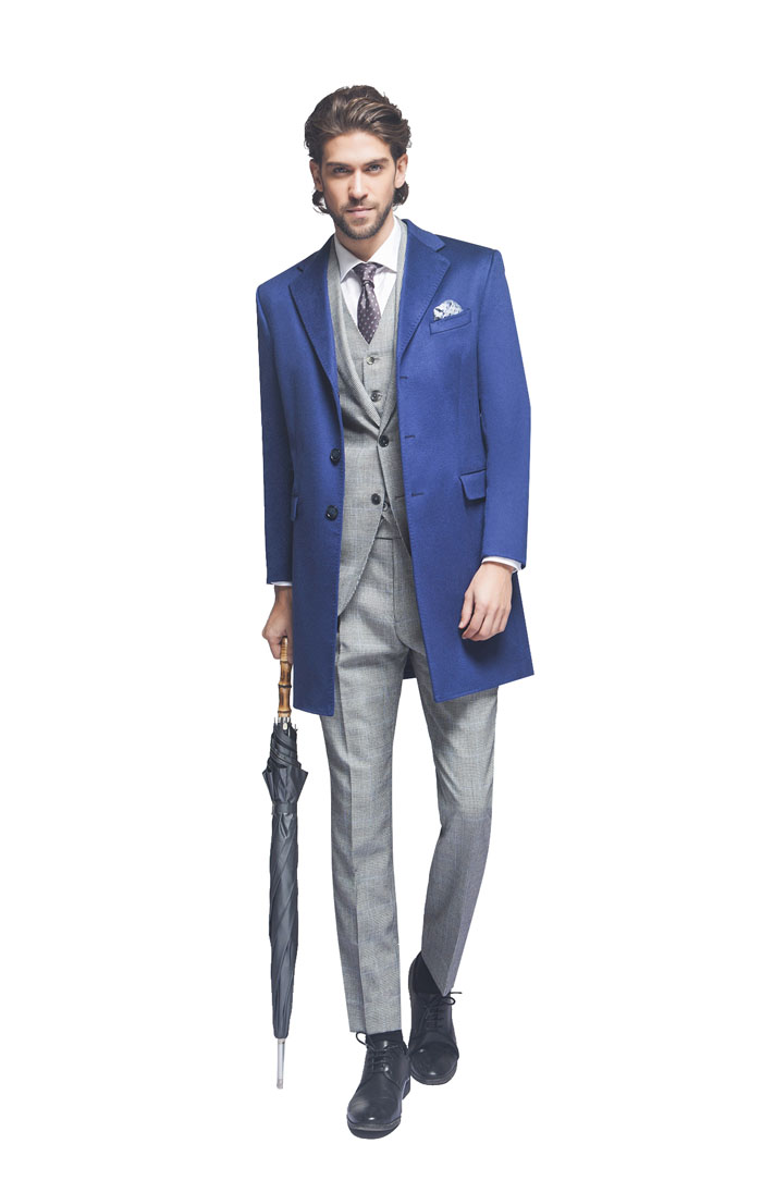 寶藍色水波紋大衣